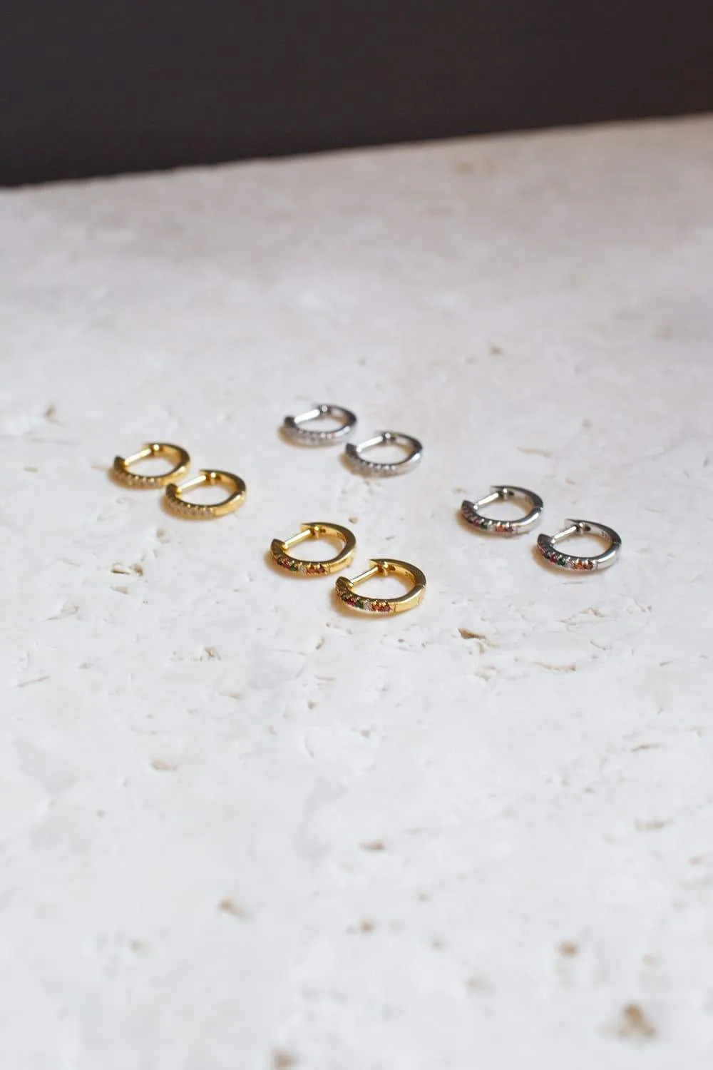 925 Sterling Silver CZ Pavé Huggie Hoop