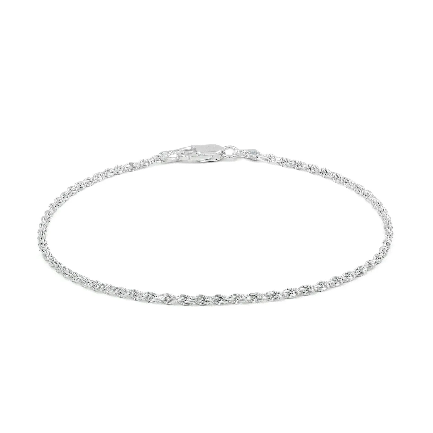 925 Sterling Silver Solid Rope 1.5mm Diamond Cut ITProLux Bracelet