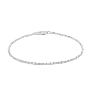 925 Sterling Silver Solid Rope 1.5mm Diamond Cut ITProLux Bracelet