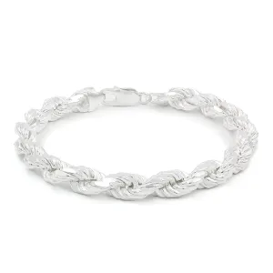 925 Sterling Silver Solid Rope 8mm Diamond Cut ITProLux Bracelet