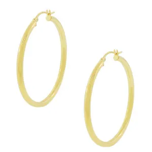 925 Sterling Silver Yellow Gold-Tone Classic Hoop Earrings