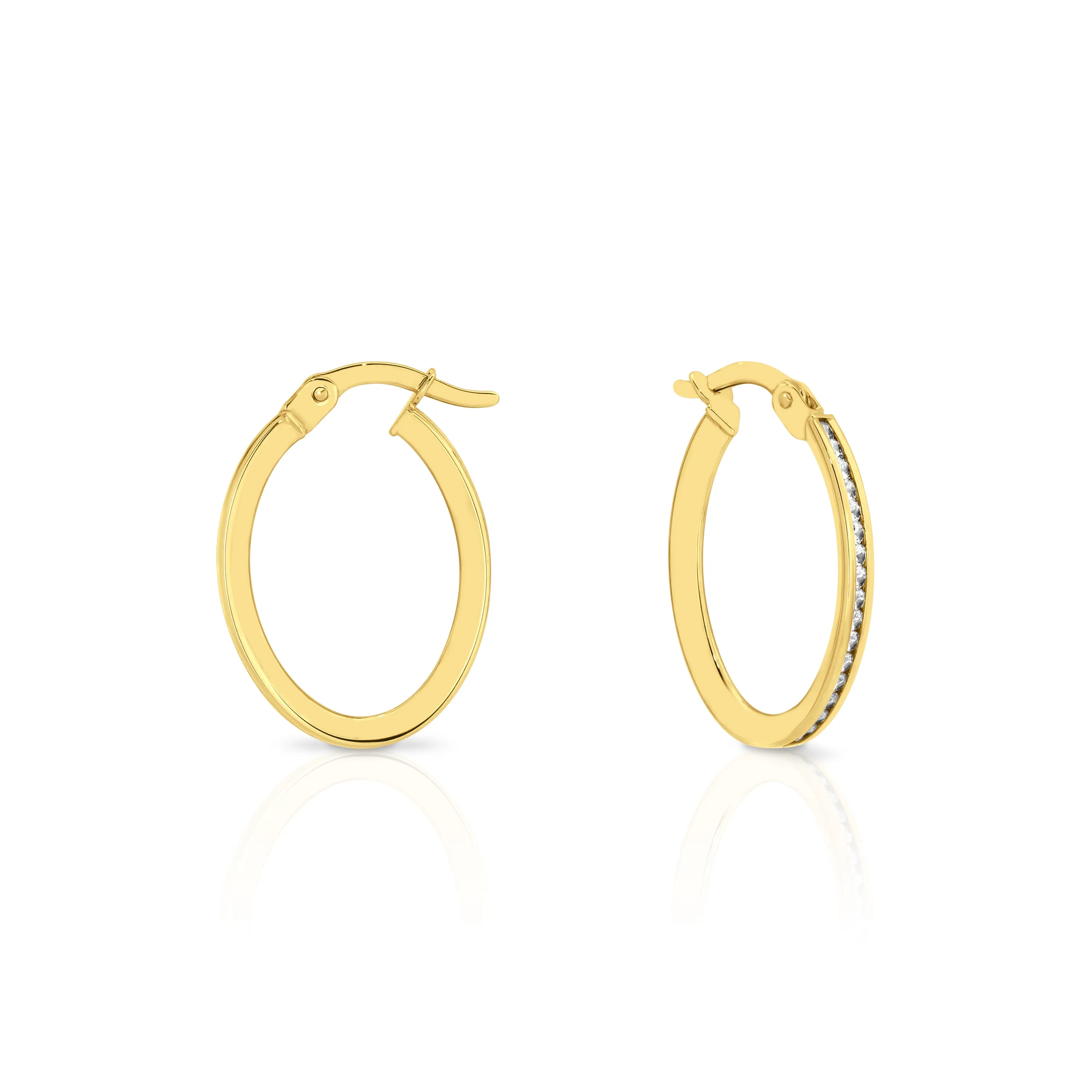 9ct Yellow Gold Oval Cubic Zirconia Hoops GEAR017