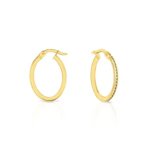 9ct Yellow Gold Oval Cubic Zirconia Hoops GEAR017