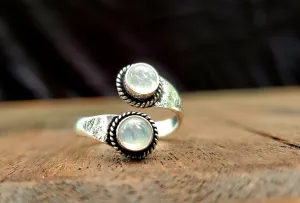 Adjustable Brass Moonstone Ring