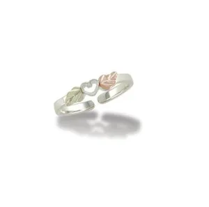 Adjustable Heart - Sterling Silver Black Hills Gold Ring