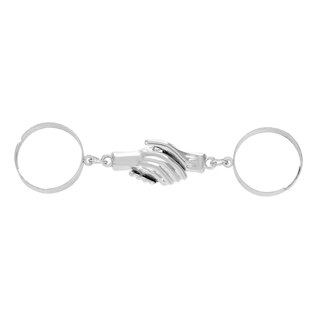 Adjustable Magnetic Couples Rings Love Heart Holding Hands