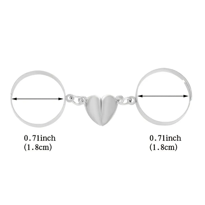 Adjustable Magnetic Couples Rings Love Heart Holding Hands