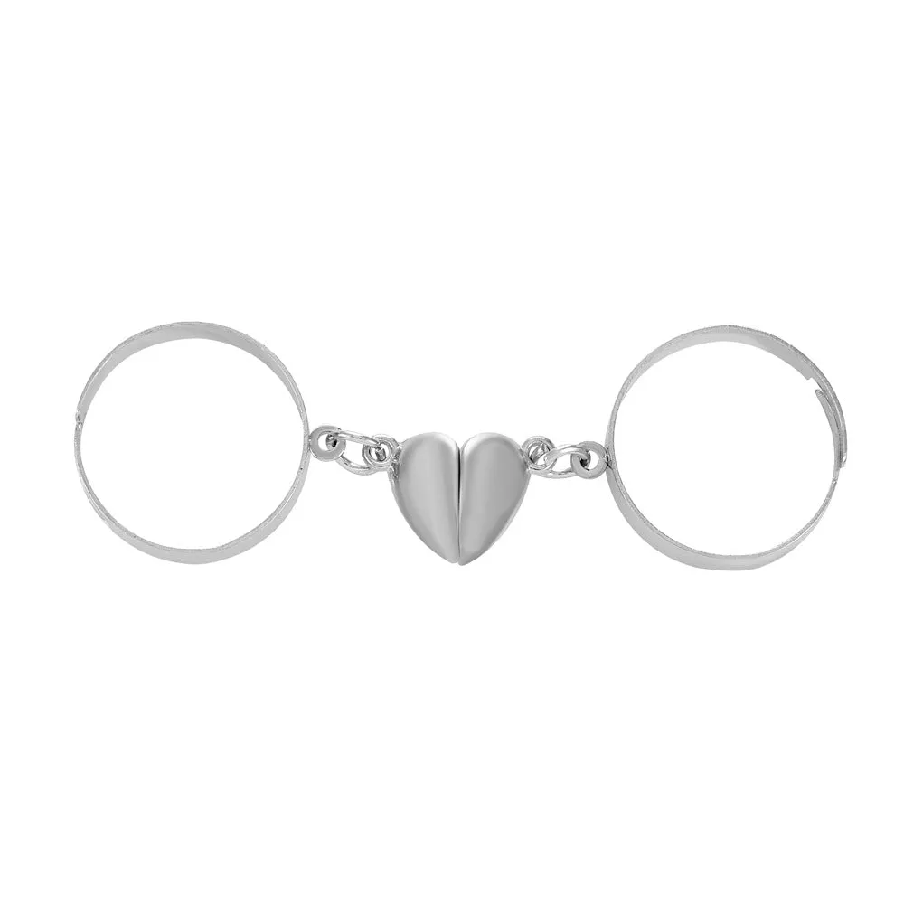 Adjustable Magnetic Couples Rings Love Heart Holding Hands
