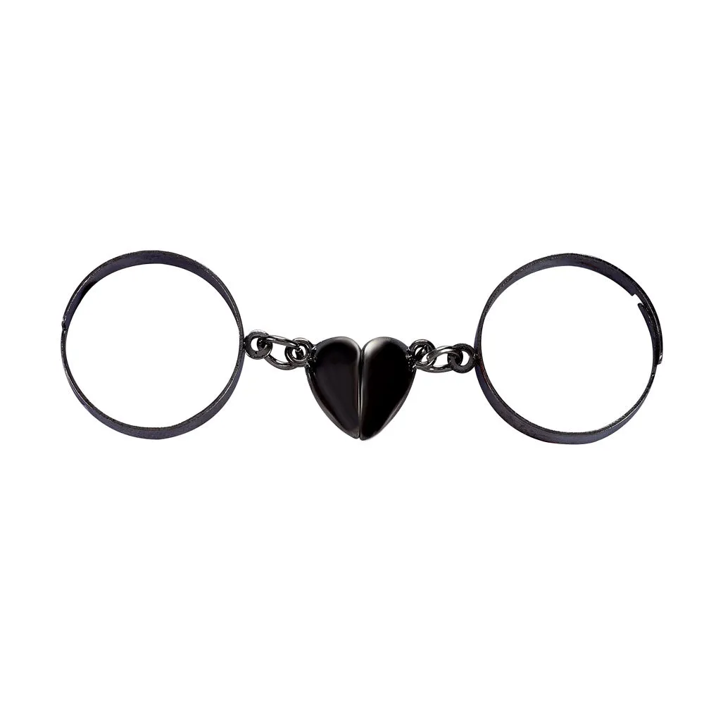 Adjustable Magnetic Couples Rings Love Heart Holding Hands
