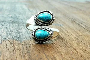 Adjustable Turquoise Teardrop Ring