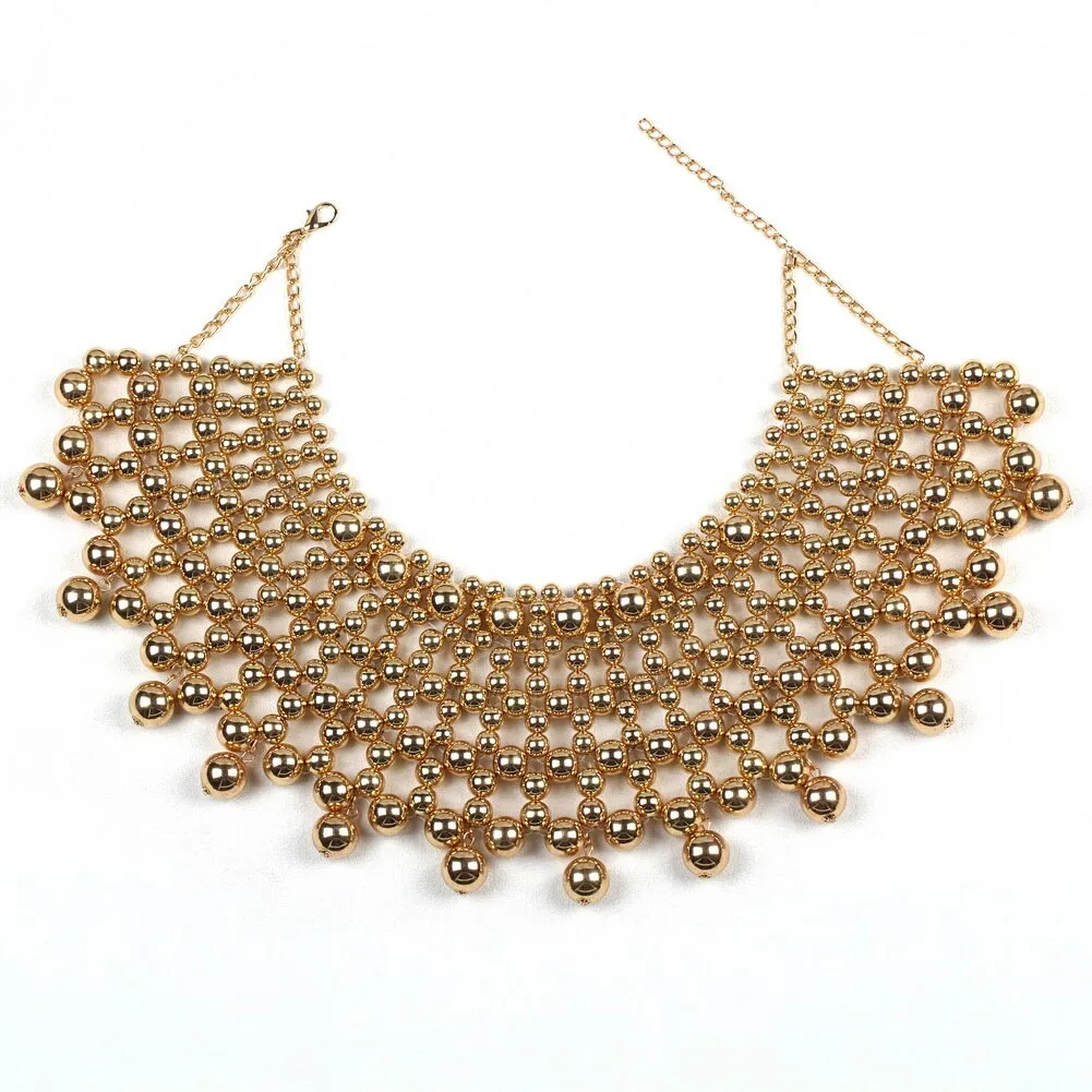 African Handmade Chunky Beaded Statement Pendant Necklaces Women Faux Pearl Choker Collar Beads Maxi Necklace Party Body Jewelry