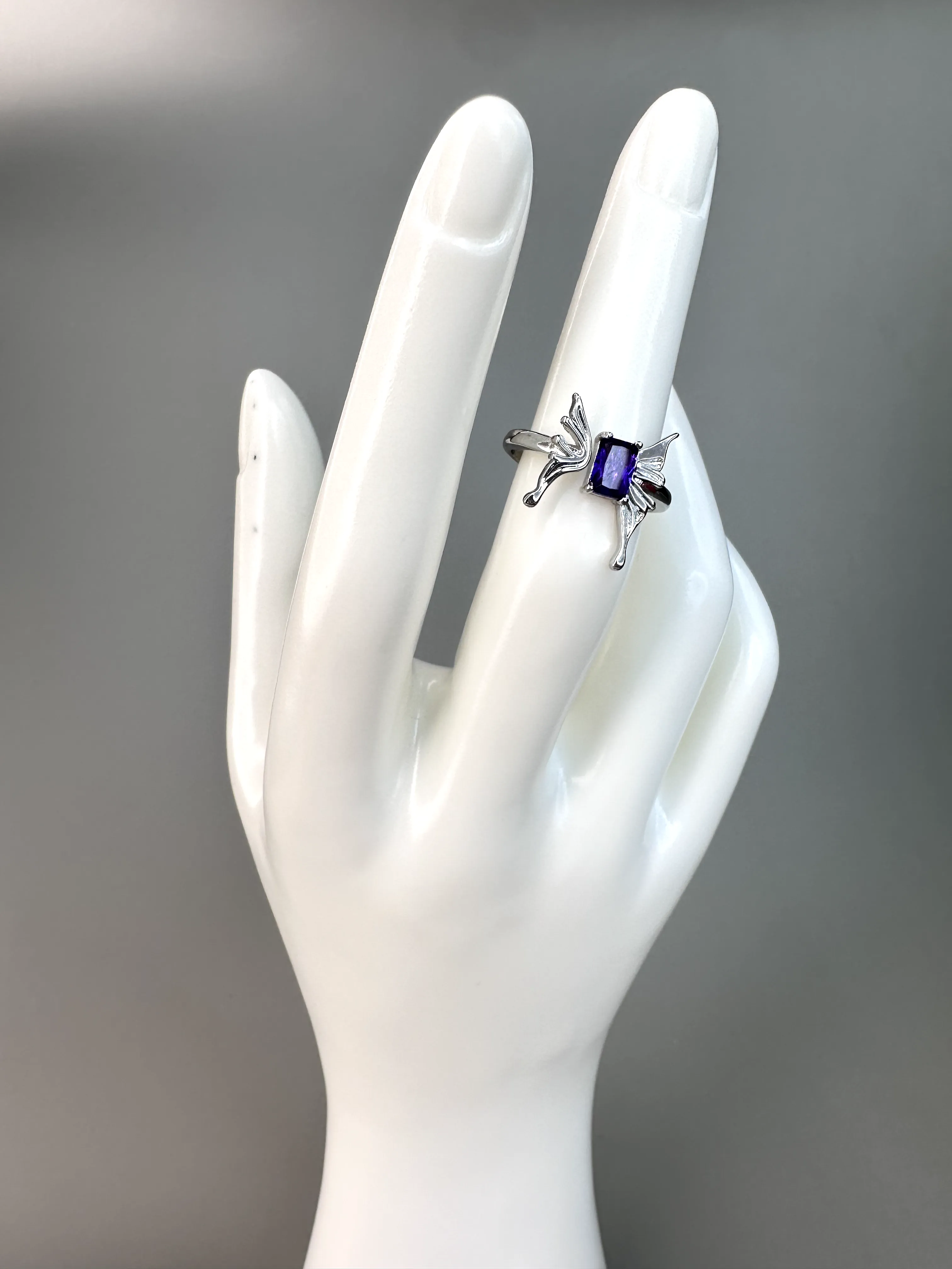 Amethyst Fairy Ring | Adjustable | Silver Plated