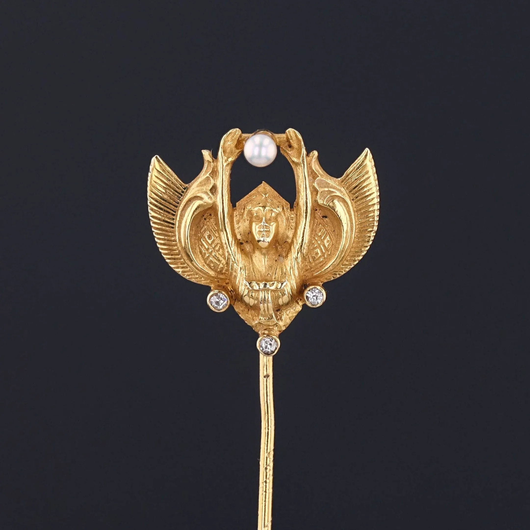 Antique Egyptian Revival Stickpin of 14k Gold