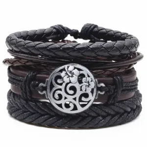 Asher 4 Pcs Leather Charm Bracelets Set