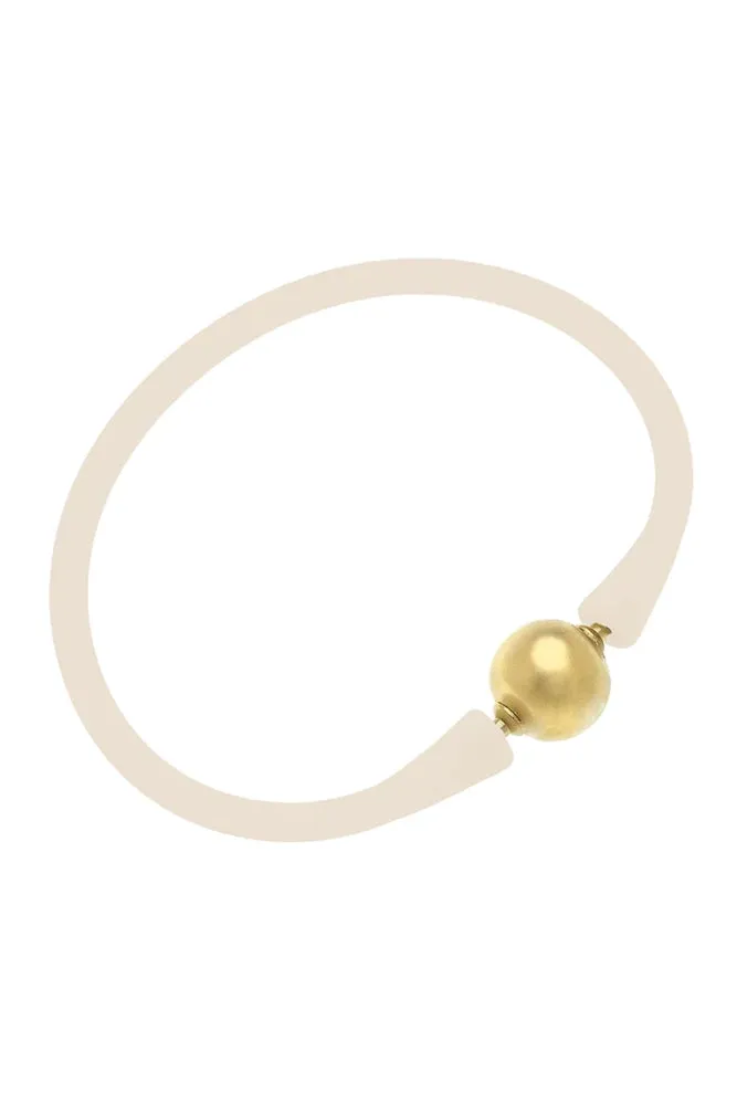 Bali 24K Gold Plated Ball Bead Silicone Bracelet (Assorted Colors)