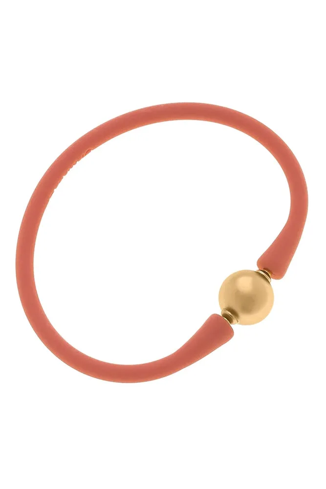 Bali 24K Gold Plated Ball Bead Silicone Bracelet (Assorted Colors)
