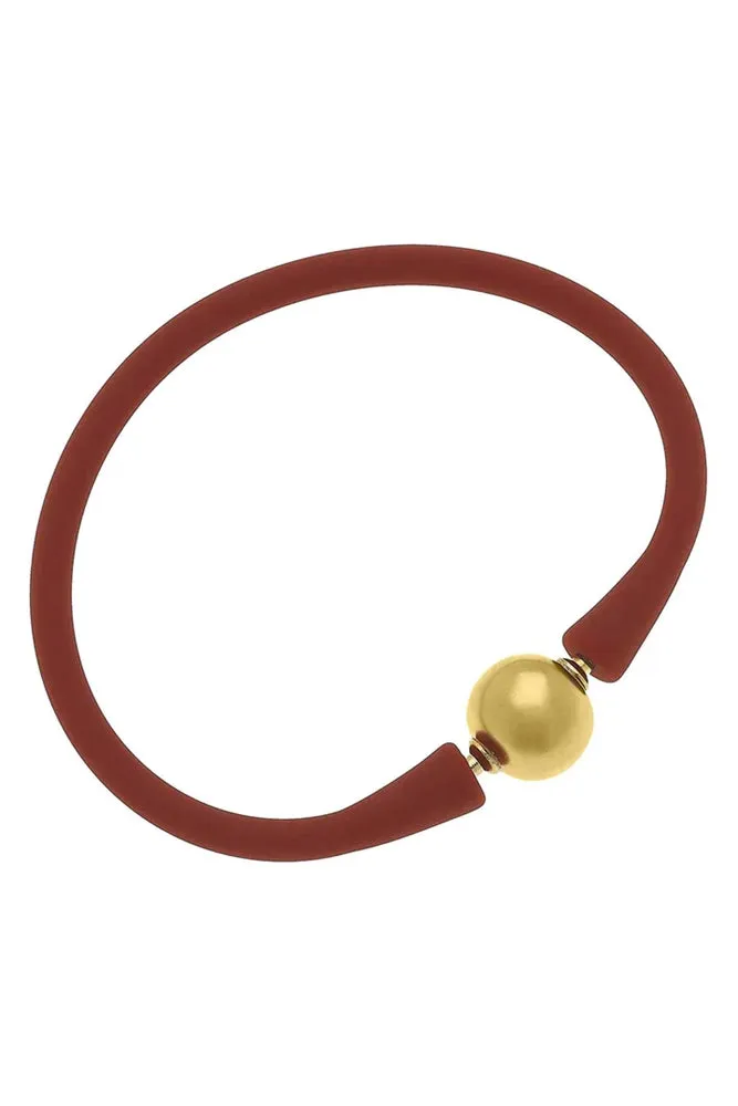 Bali 24K Gold Plated Ball Bead Silicone Bracelet (Assorted Colors)