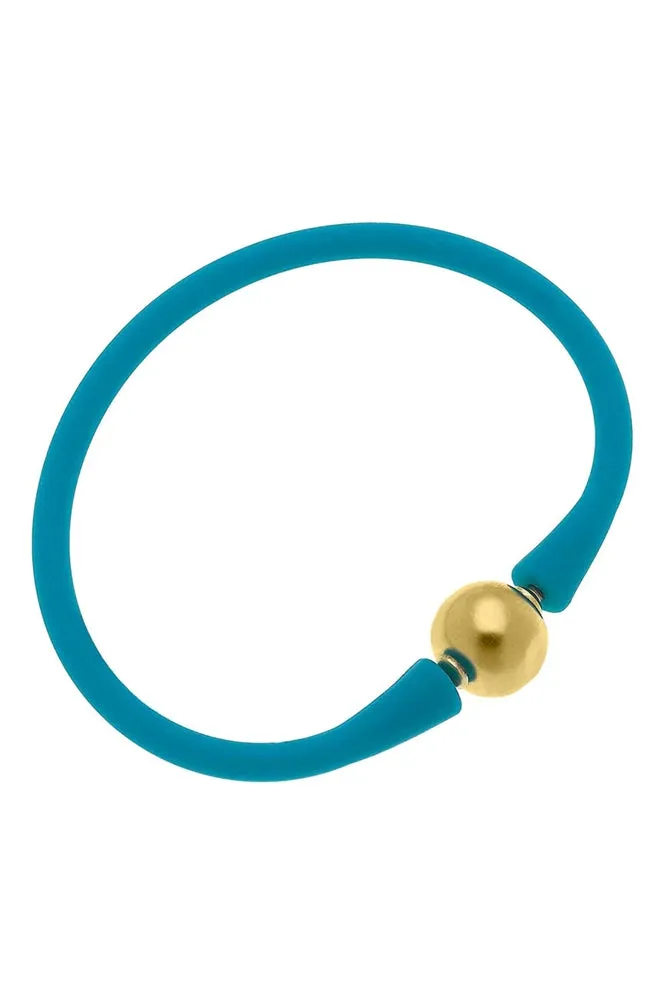 Bali 24K Gold Plated Ball Bead Silicone Bracelet (Assorted Colors)