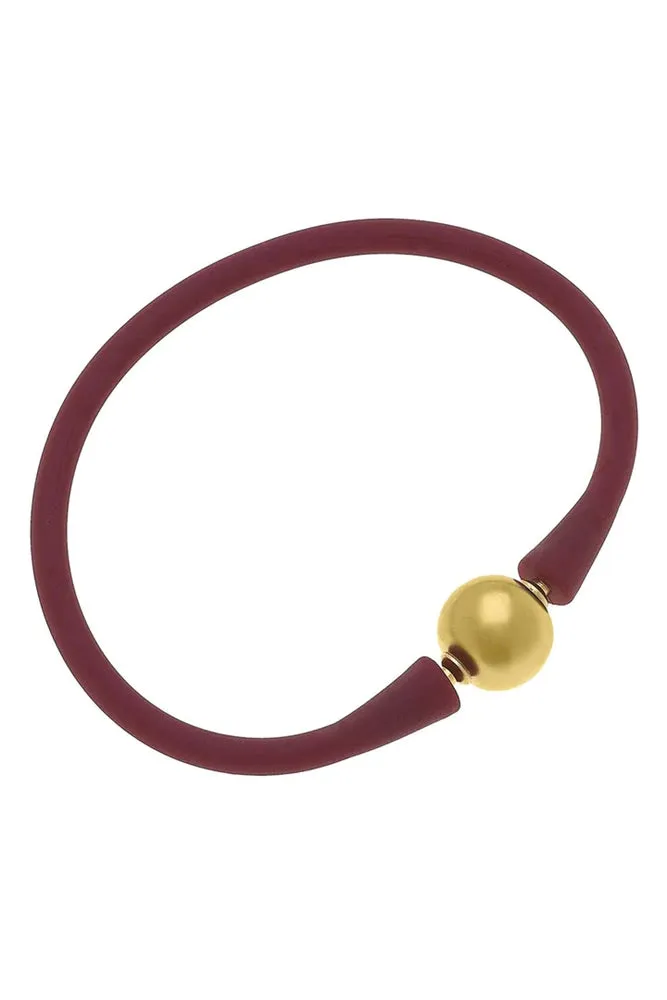 Bali 24K Gold Plated Ball Bead Silicone Bracelet (Assorted Colors)