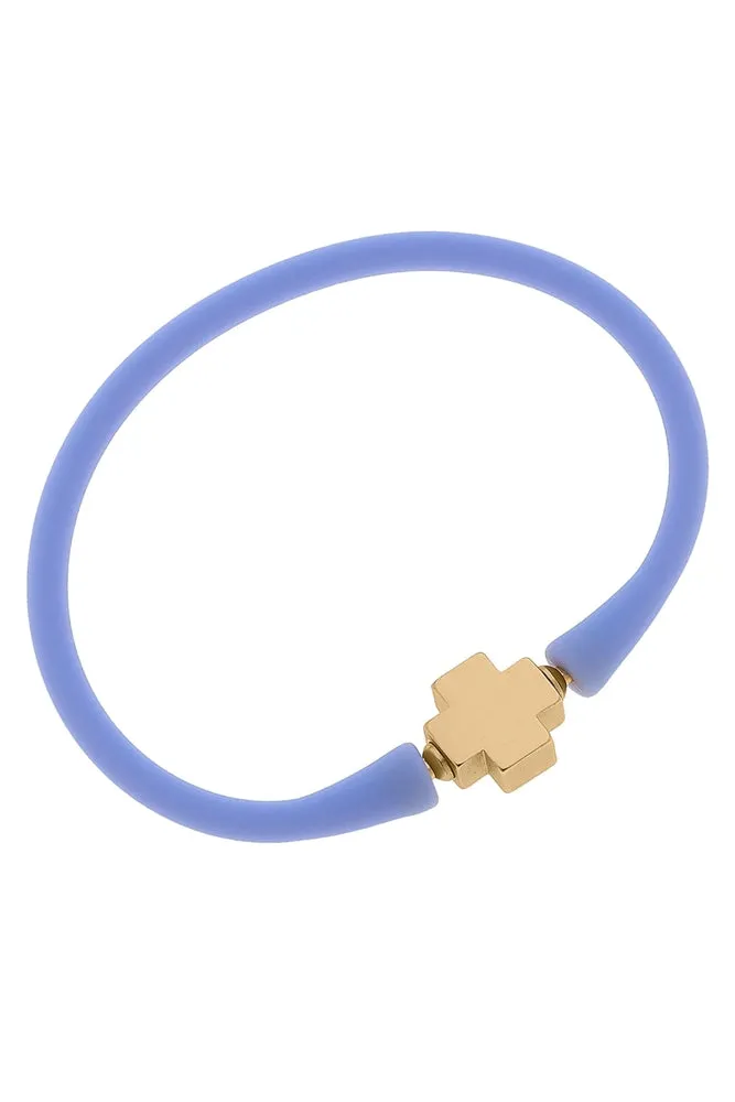 Bali 24K Gold Plated Cross Bead Silicone Bracelet (Assorted Colors)