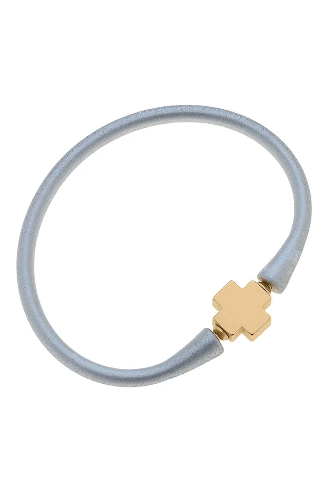 Bali 24K Gold Plated Cross Bead Silicone Bracelet (Assorted Colors)