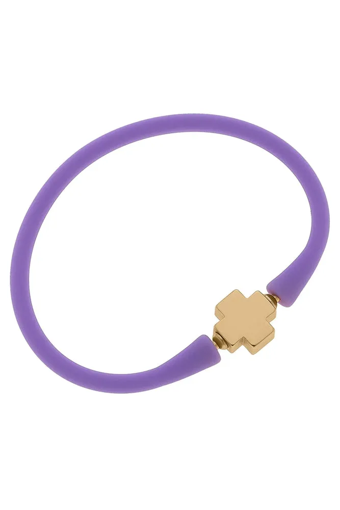 Bali 24K Gold Plated Cross Bead Silicone Bracelet (Assorted Colors)