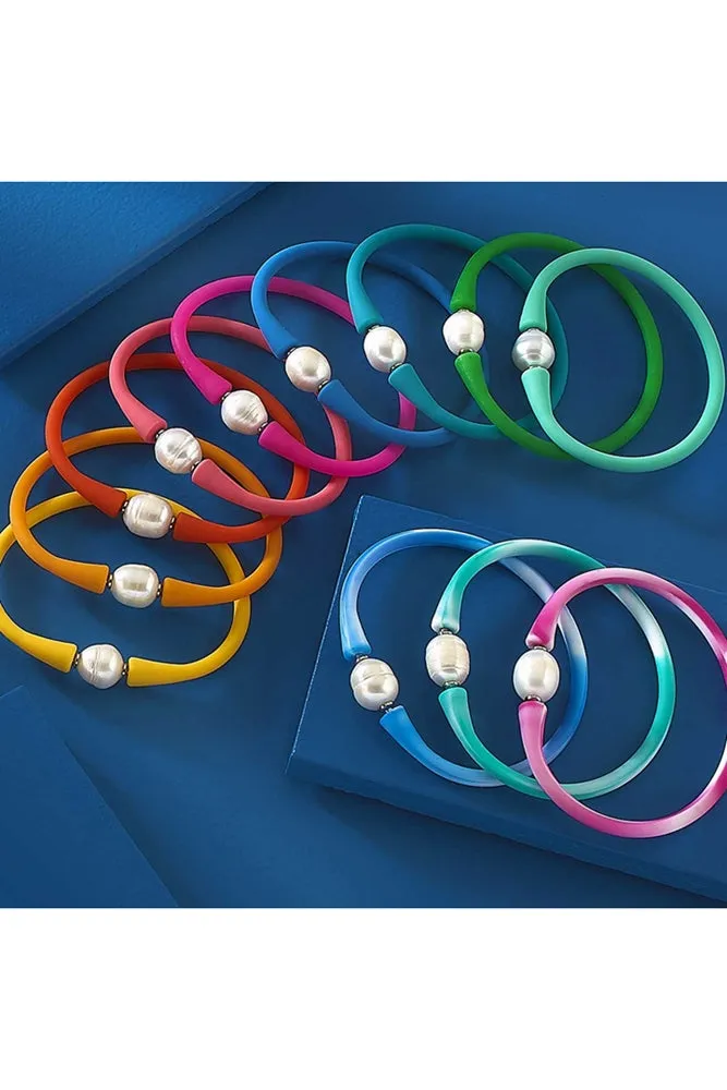 Bali Freshwater Pearl Silicone Bracelet (Asstd Colors)