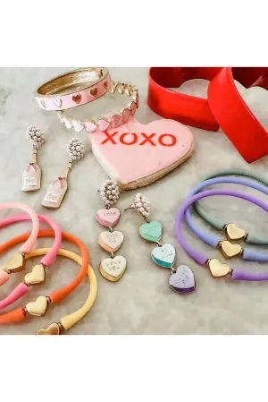 Bali Heart Bead Silicone Bracelet (Assorted Colors)