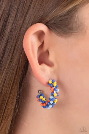 Balloon Backdrop - Blue - Yellow, and Orange Seed Bead Paparazzi Hoop Earrings