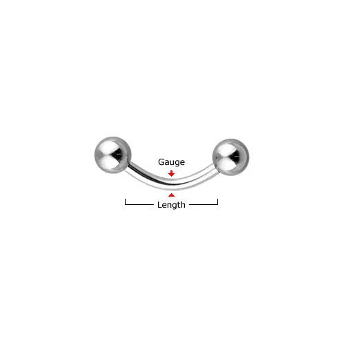 Basic Grade 23 Solid Titanium Double CZ Curved Barbells Eyebrow Rings