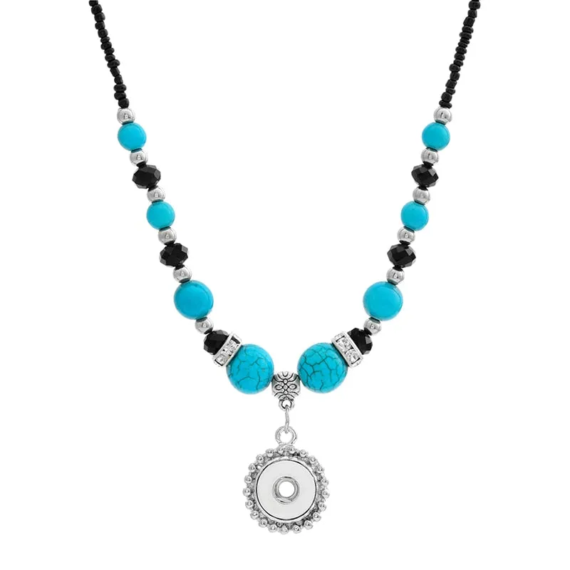 Beads Snap Necklace 55cm Women Pendant Fit DIY 12mm or 18-20MM Snap Button Charm