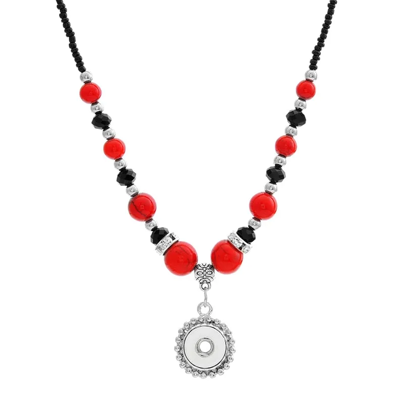 Beads Snap Necklace 55cm Women Pendant Fit DIY 12mm or 18-20MM Snap Button Charm