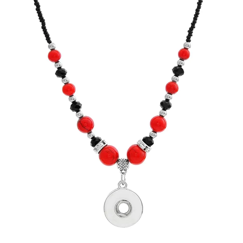 Beads Snap Necklace 55cm Women Pendant Fit DIY 12mm or 18-20MM Snap Button Charm