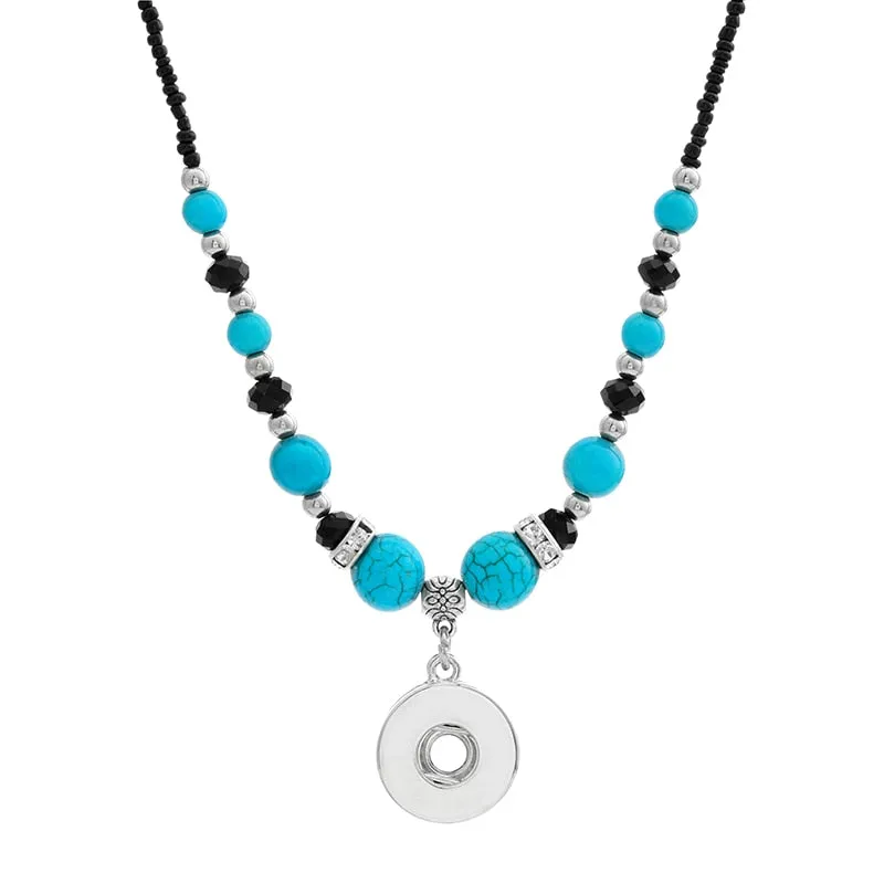 Beads Snap Necklace 55cm Women Pendant Fit DIY 12mm or 18-20MM Snap Button Charm