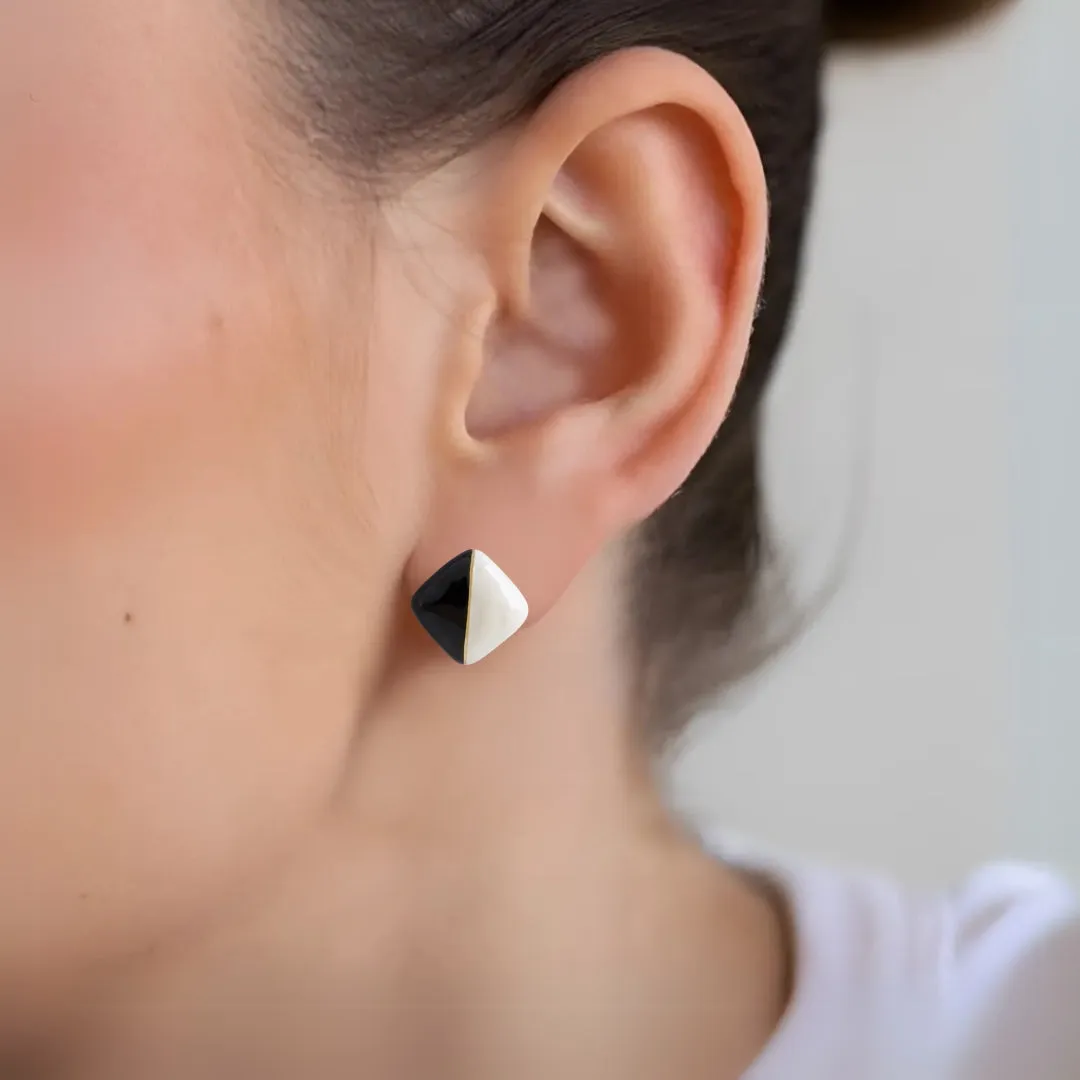 Black And White Square Studs