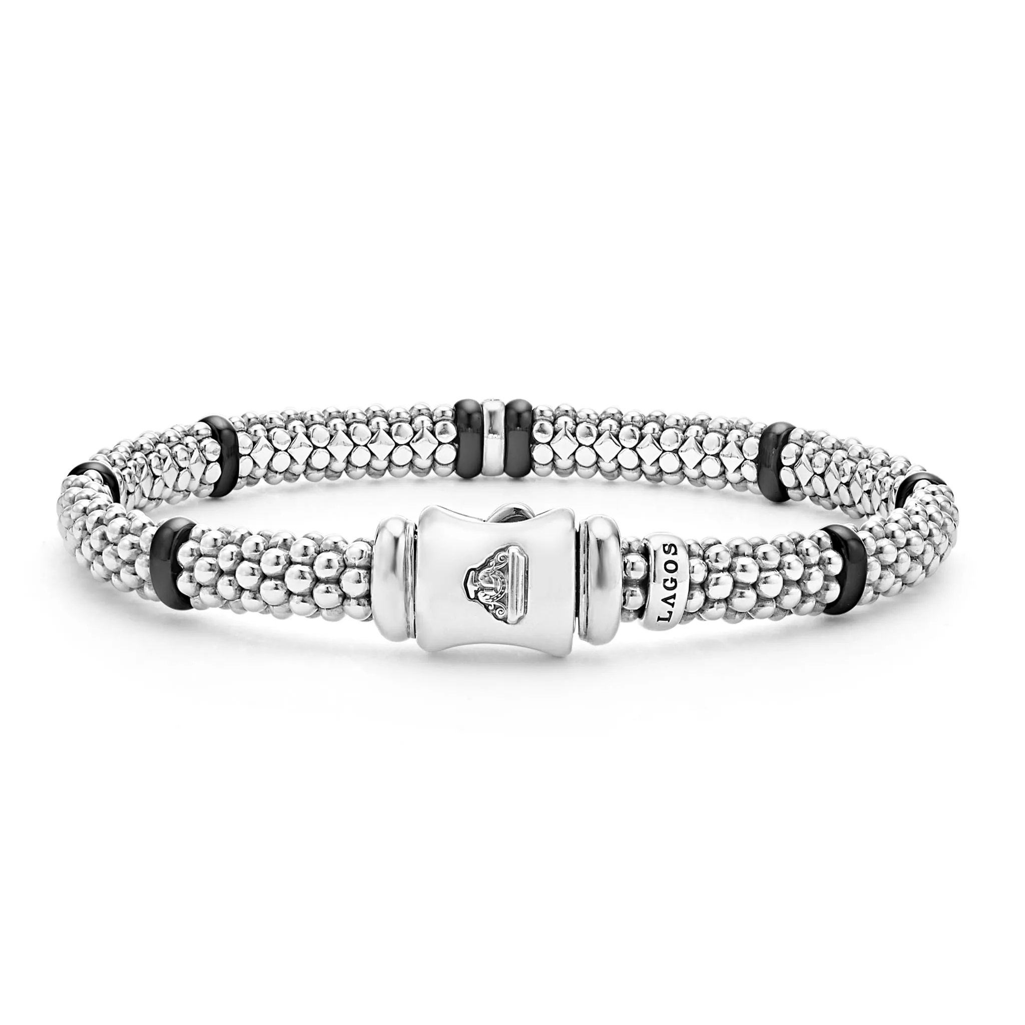 Black Caviar Black Single Station Diamond Caviar Bracelet | 6mm