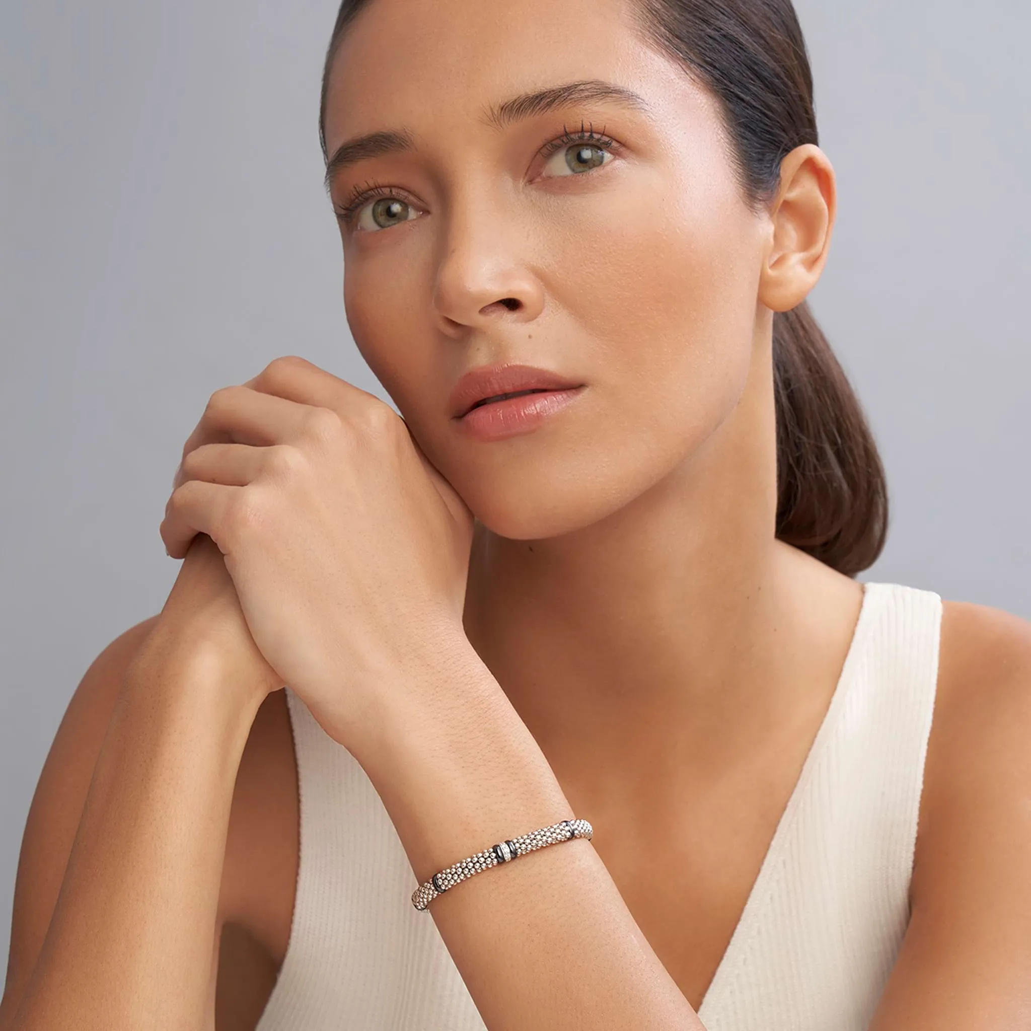 Black Caviar Black Single Station Diamond Caviar Bracelet | 6mm