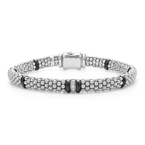 Black Caviar Black Single Station Diamond Caviar Bracelet | 6mm