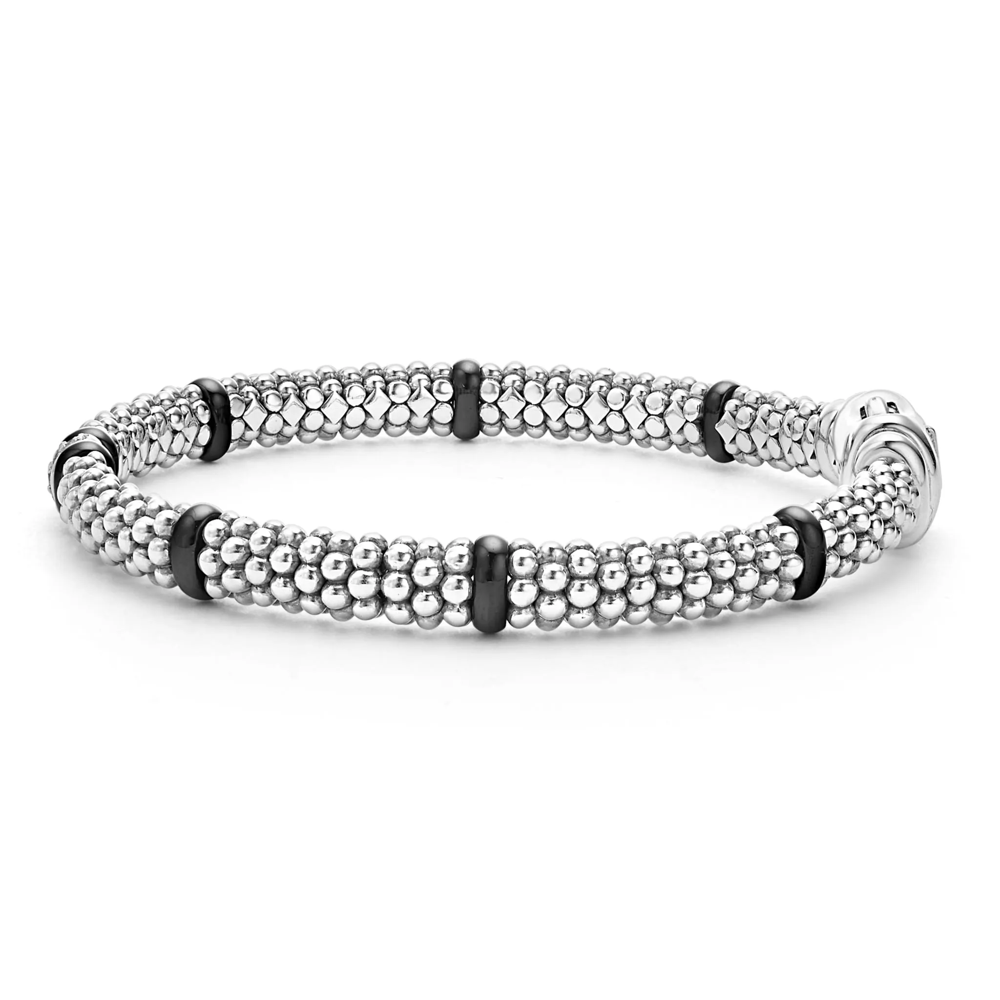 Black Caviar Black Single Station Diamond Caviar Bracelet | 6mm