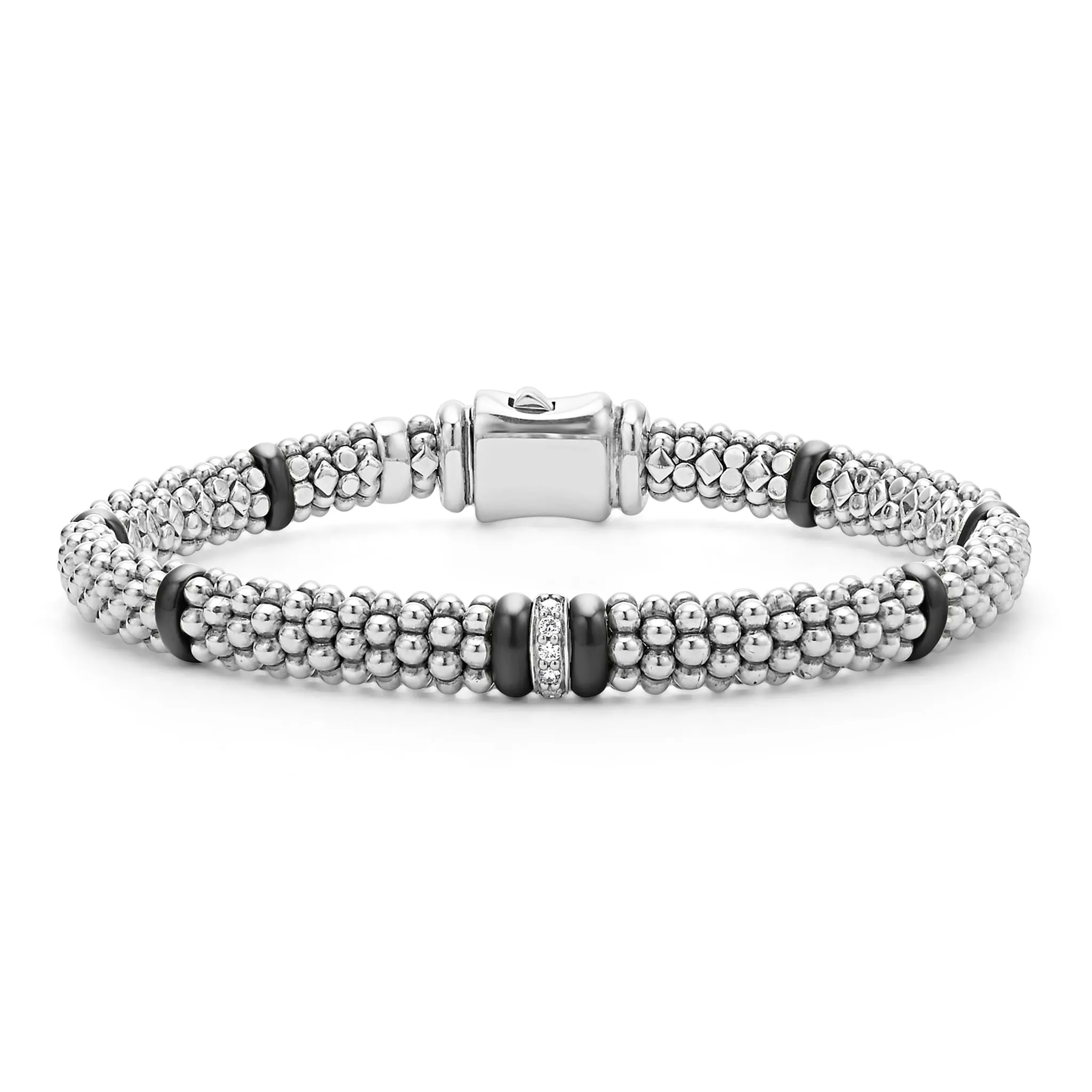 Black Caviar Black Single Station Diamond Caviar Bracelet | 6mm