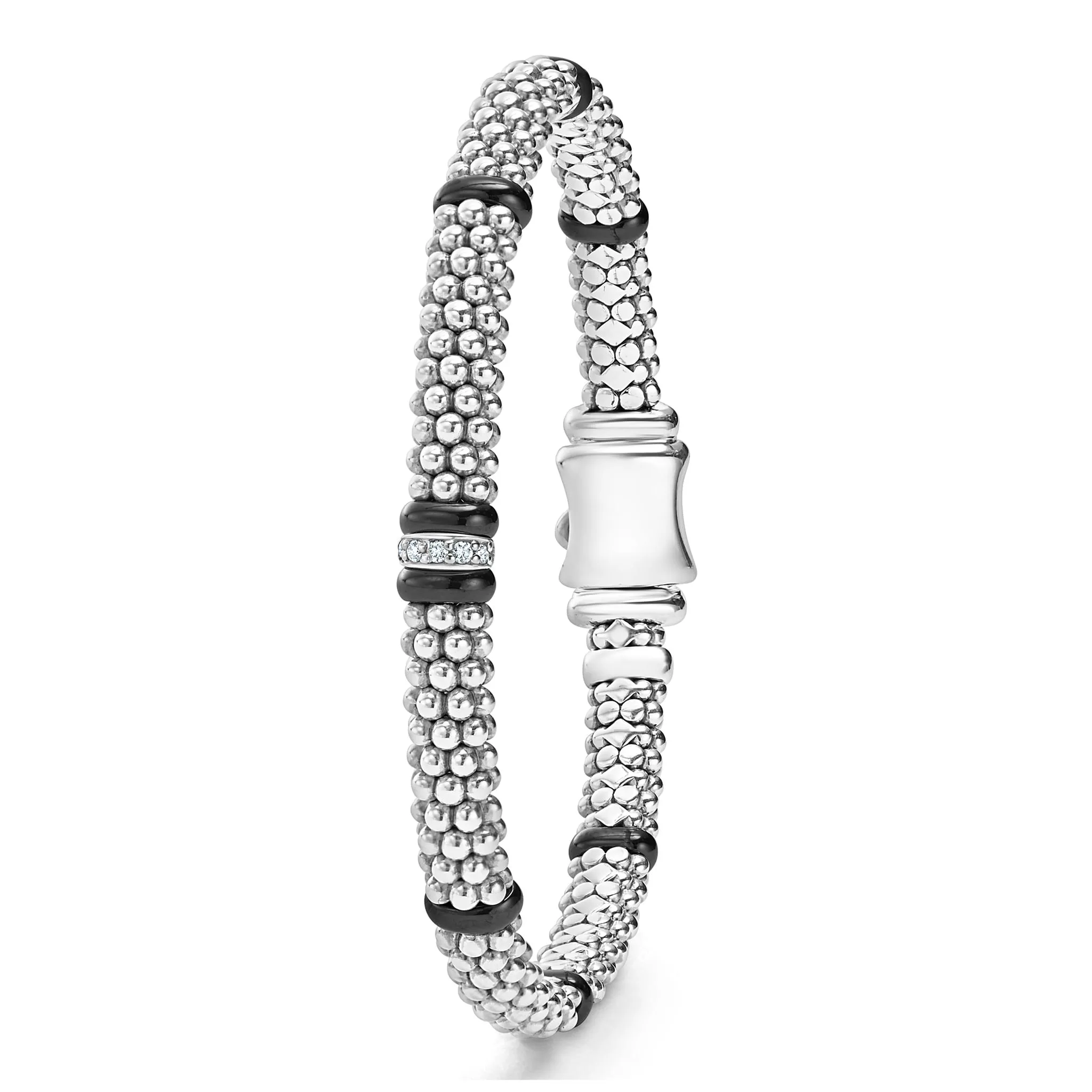 Black Caviar Black Single Station Diamond Caviar Bracelet | 6mm