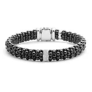 Black Caviar Single Station Ceramic Diamond Bracelet | 9mm