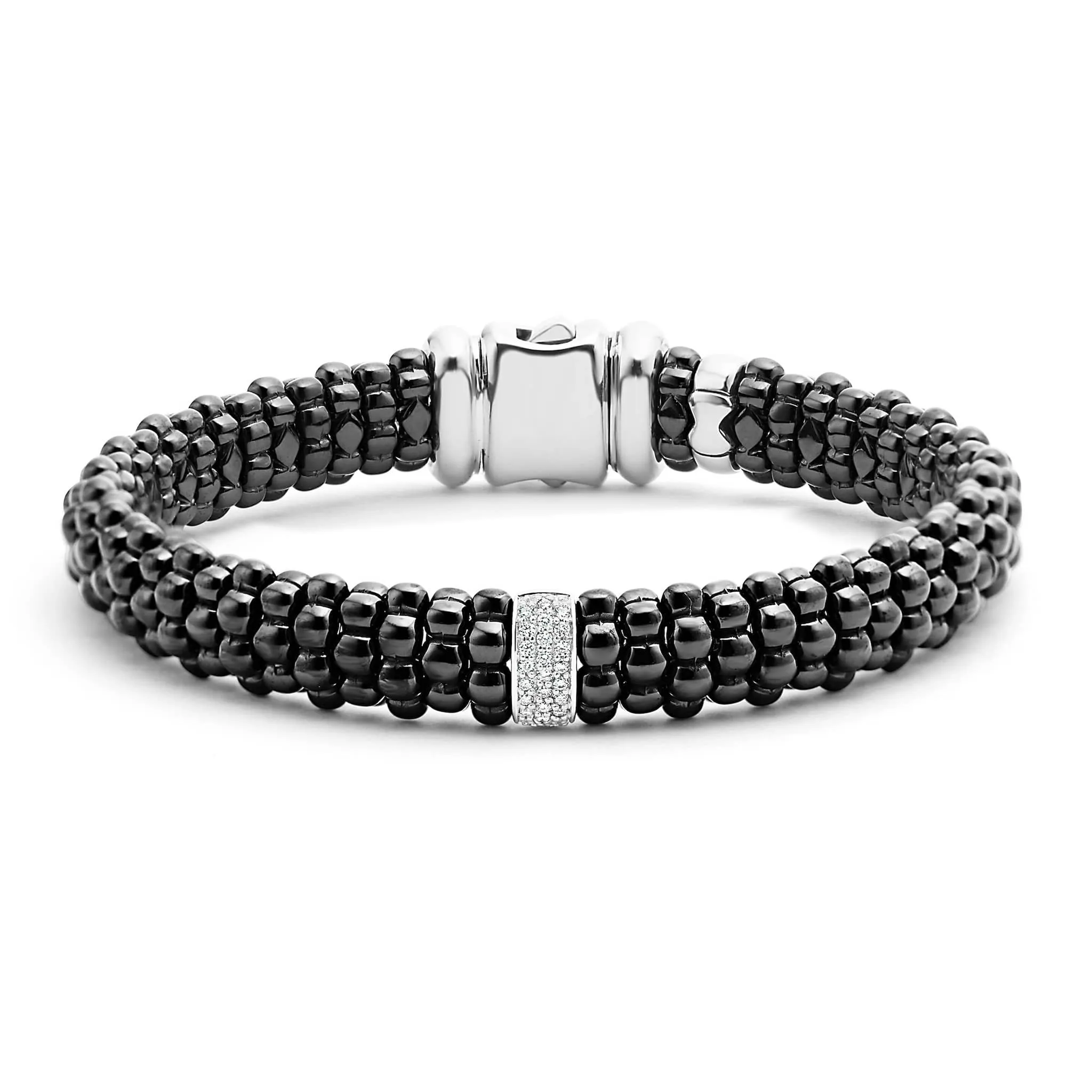 Black Caviar Single Station Ceramic Diamond Bracelet | 9mm