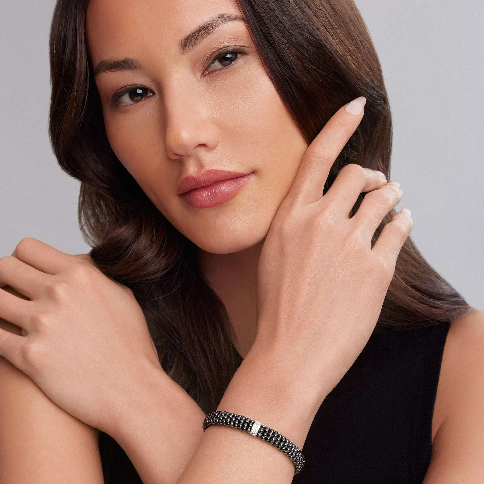 Black Caviar Single Station Ceramic Diamond Bracelet | 9mm