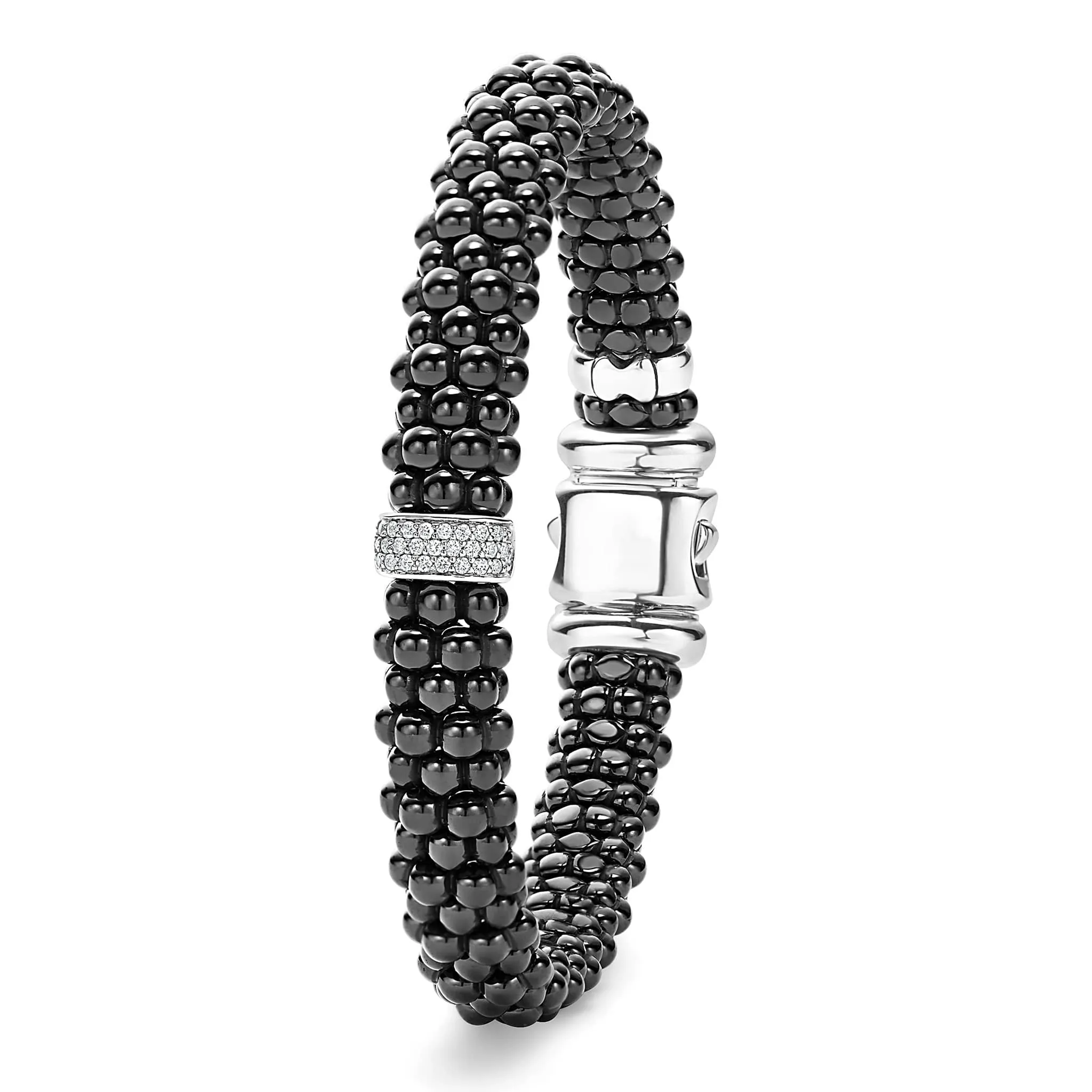 Black Caviar Single Station Ceramic Diamond Bracelet | 9mm