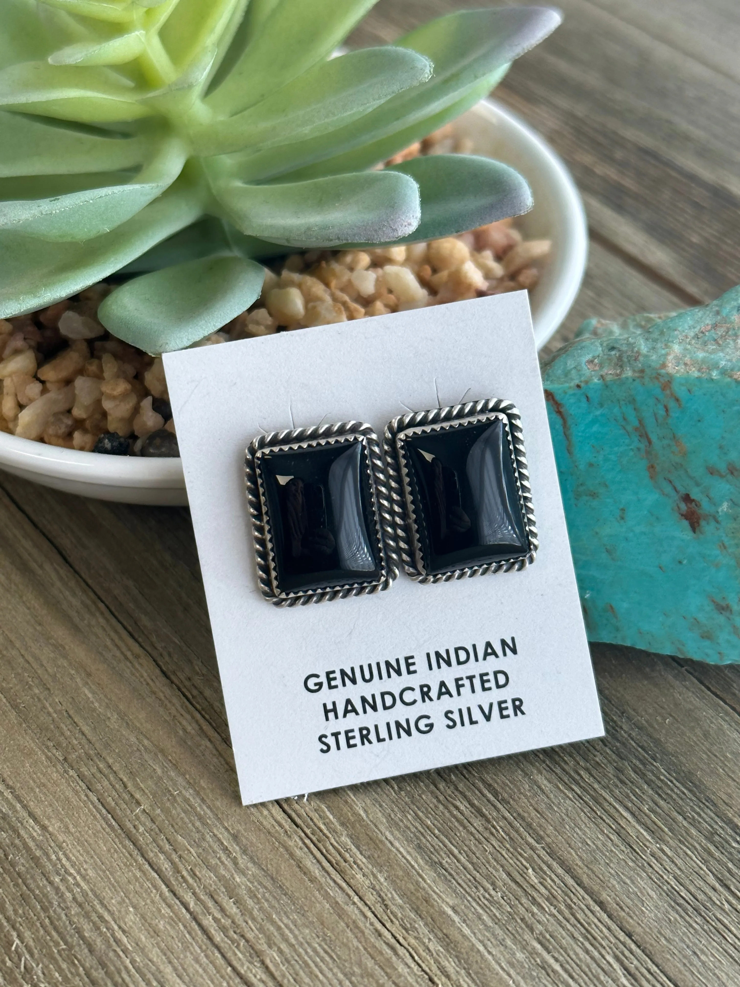 Black Onyx Square Studs