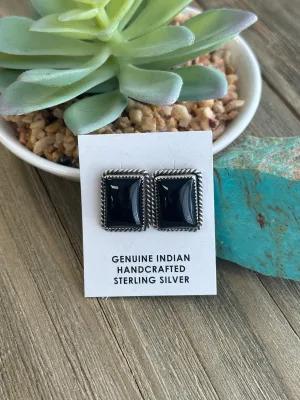 Black Onyx Square Studs