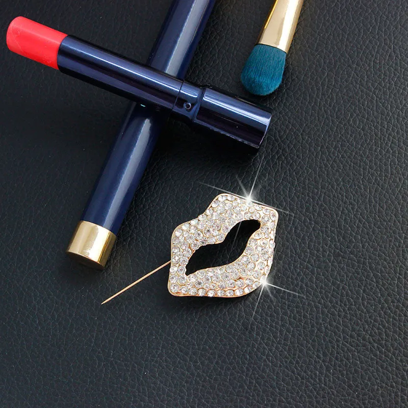 Bling Lips Crystal Brooch