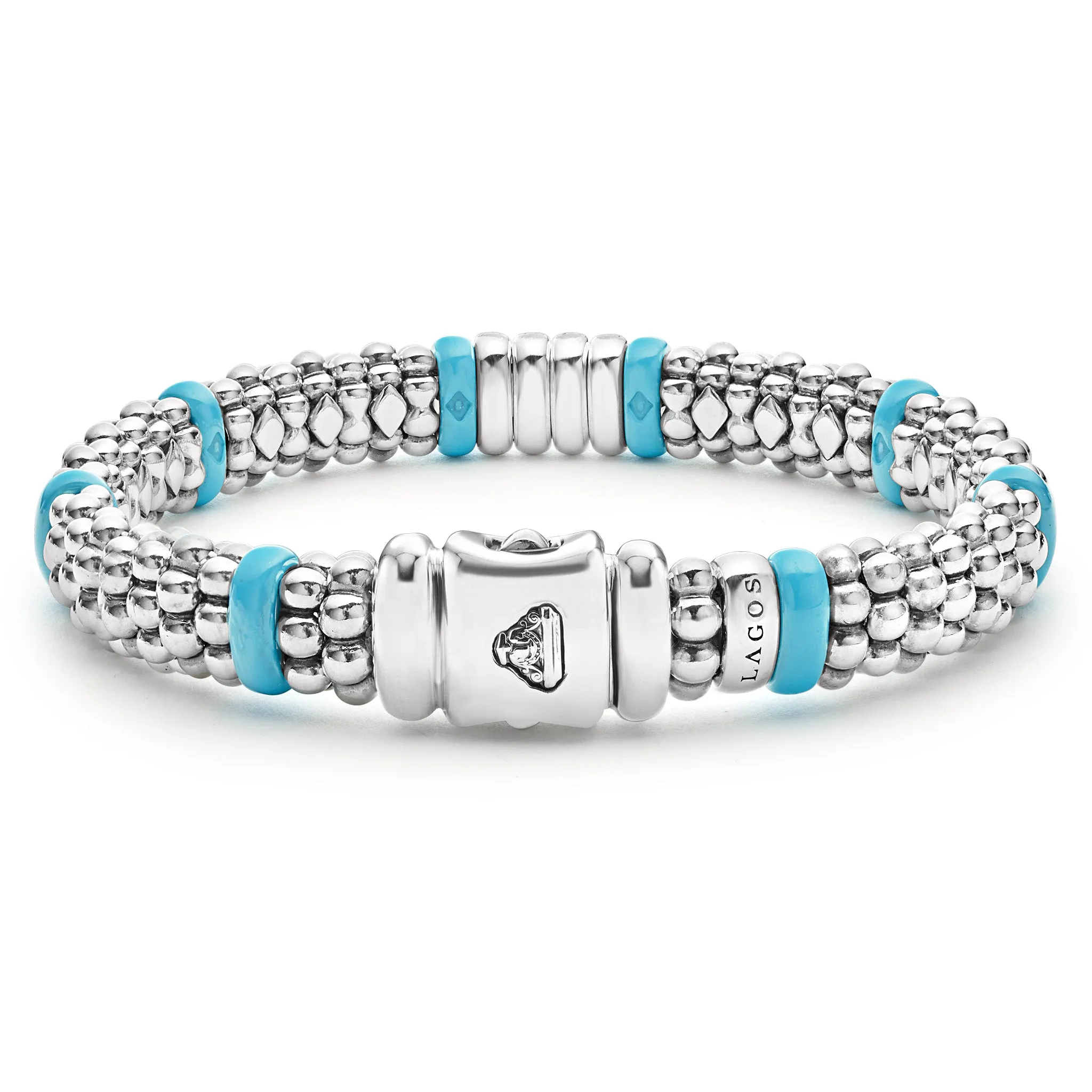 Blue Caviar Blue Four Station Diamond Caviar Bracelet | 9mm