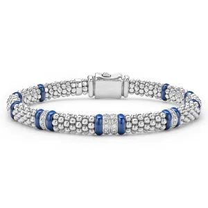 Blue Caviar Ultramarine Four Station Diamond Caviar Bracelet | 6mm